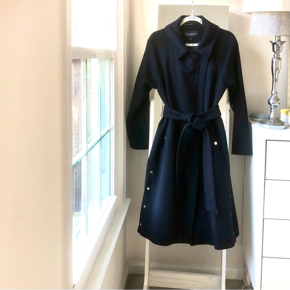 Marc New York Wool Blend Coat in Navy
